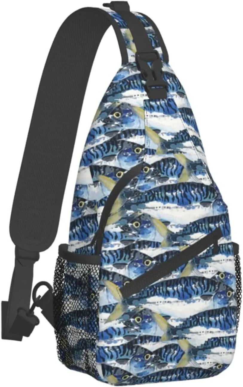 Fish Sling Backpack Chest Bag Crossbody Shoulder Bag Gym Cycling Travel Hiking Daypack For Men Women