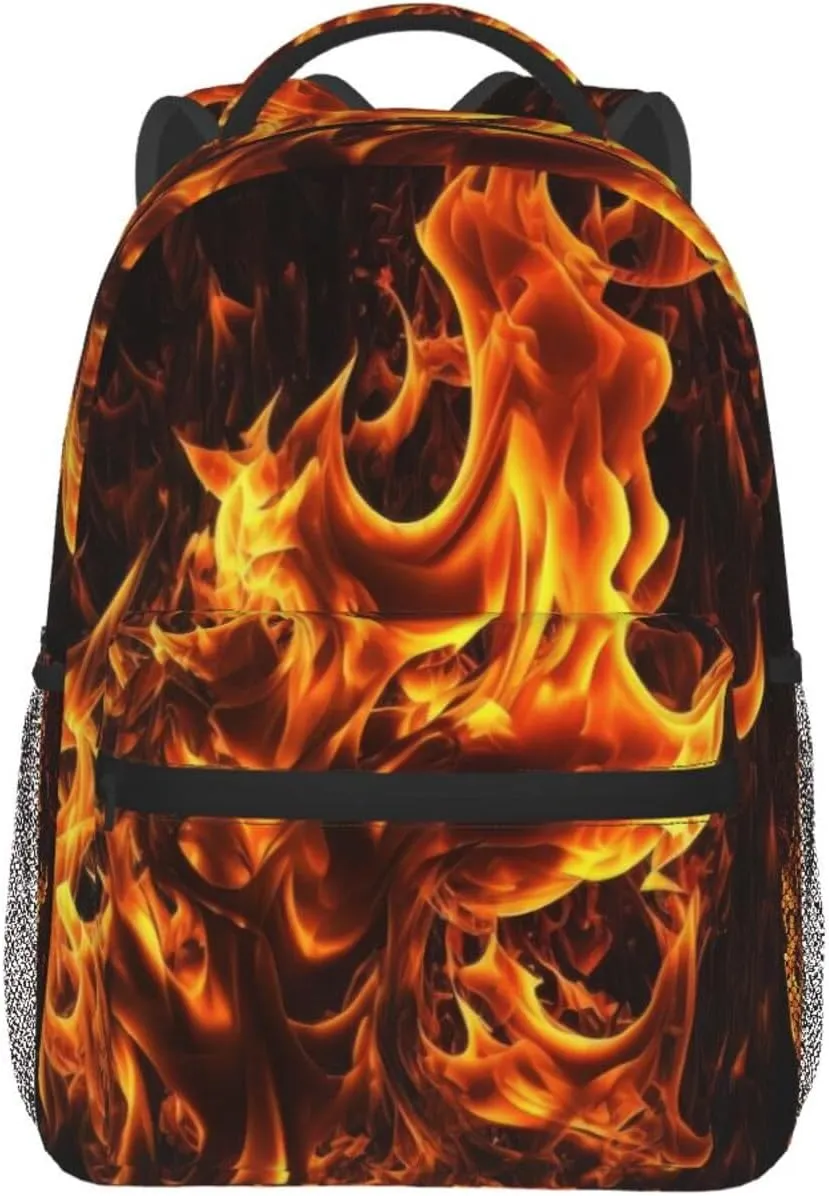 Flames Burning Fire Casual backpack for Men Women, Fashion Lightweight Rucksack Daypack for Travel Business