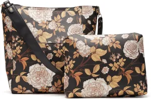Floral Spring Purses Women 2024 Bucket Shoulder Bag Handbags with Sunflower Butterflies Print innner Pouch 2-piece Size Bag