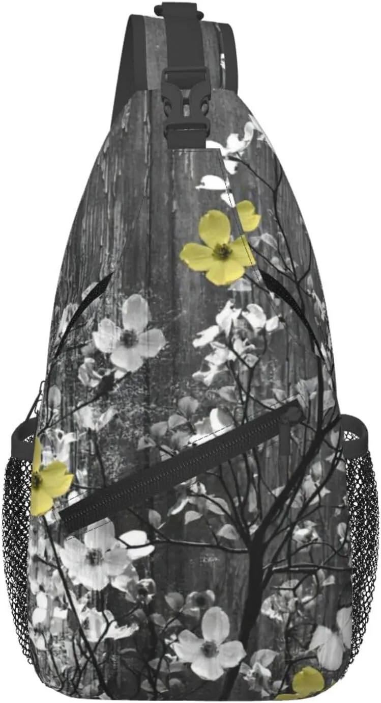 Floral Wall Art Print Sling Bag Crossbody Backpack For Women Men Hiking Travel Over The Shoulder Multipurpose Bag