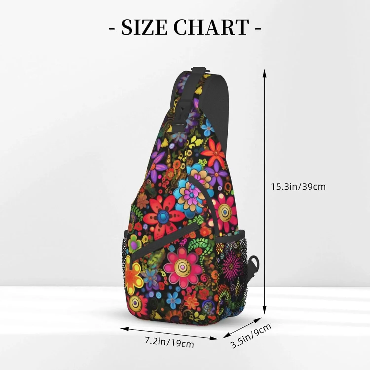 Flower Sling Backpack Chest Bag Crossbody Shoulder Bag Gym Cycling Travel Hiking Daypack For Men Women