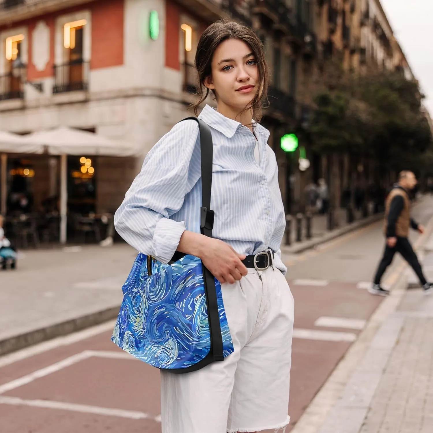 Flower Watercolor Floral Ladies Leather Purses Hobo Large Cross Body Bag Stylish Floral Print Shoulder Purse Bag