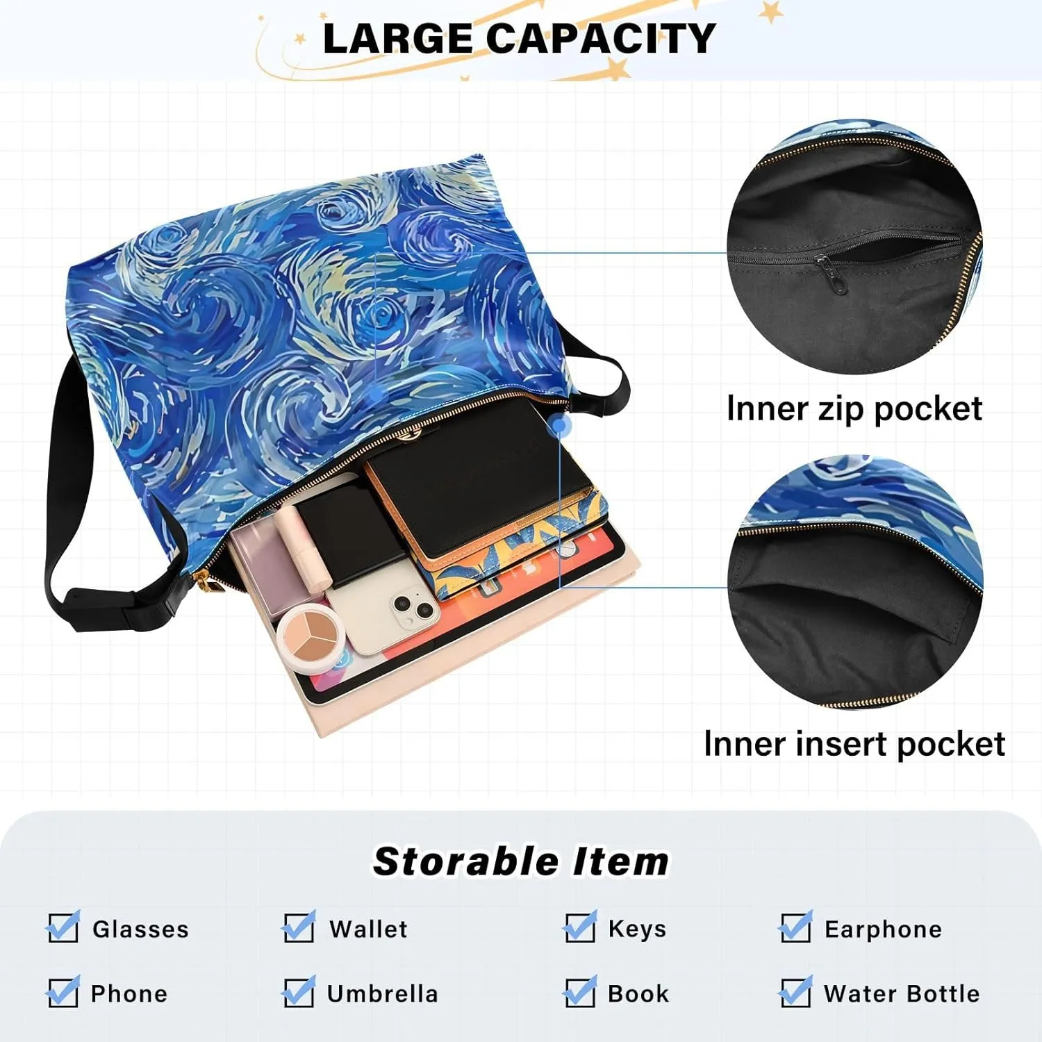 Flower Watercolor Floral Ladies Leather Purses Hobo Large Cross Body Bag Stylish Floral Print Shoulder Purse Bag