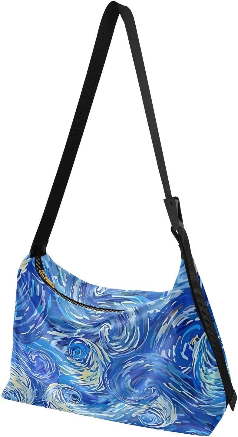 Flower Watercolor Floral Ladies Leather Purses Hobo Large Cross Body Bag Stylish Floral Print Shoulder Purse Bag