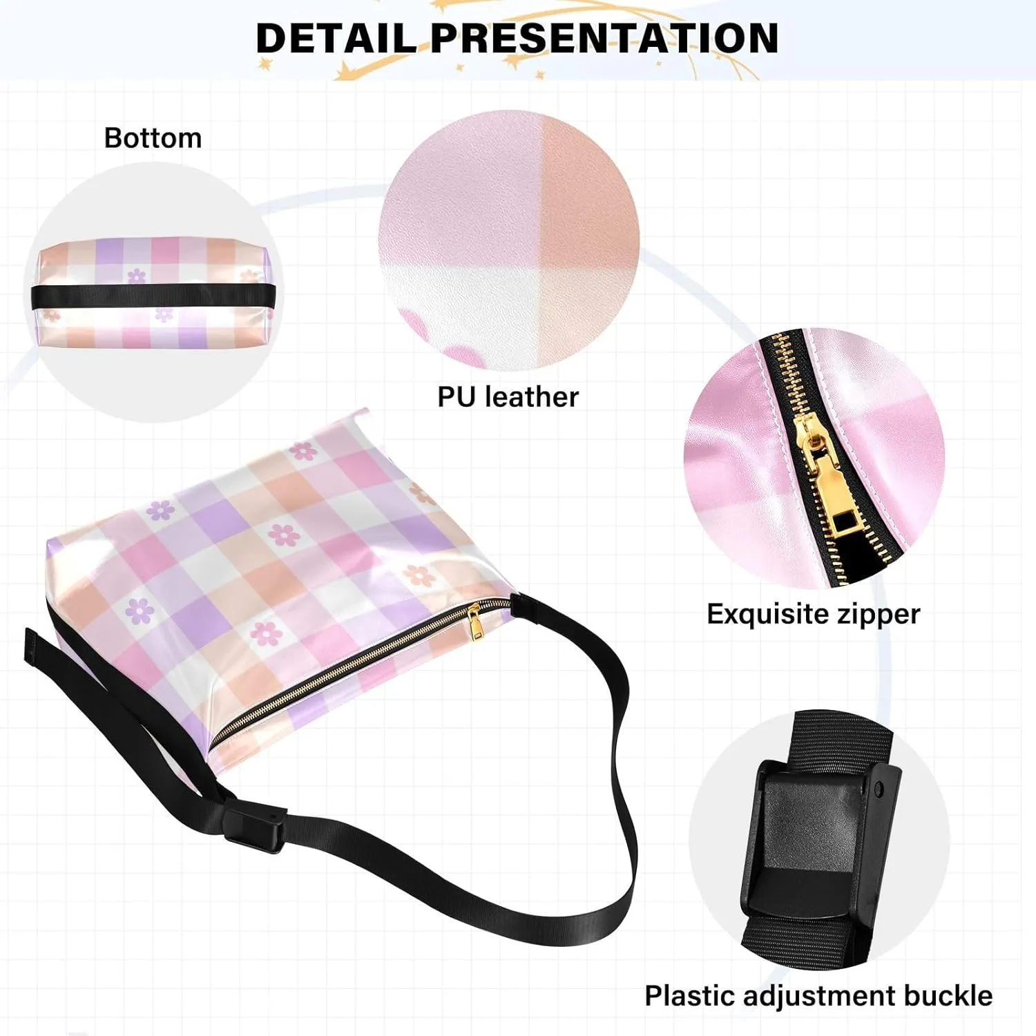 Flower Watercolor Floral Ladies Leather Purses Hobo Large Cross Body Bag Stylish Floral Print Shoulder Purse Bag