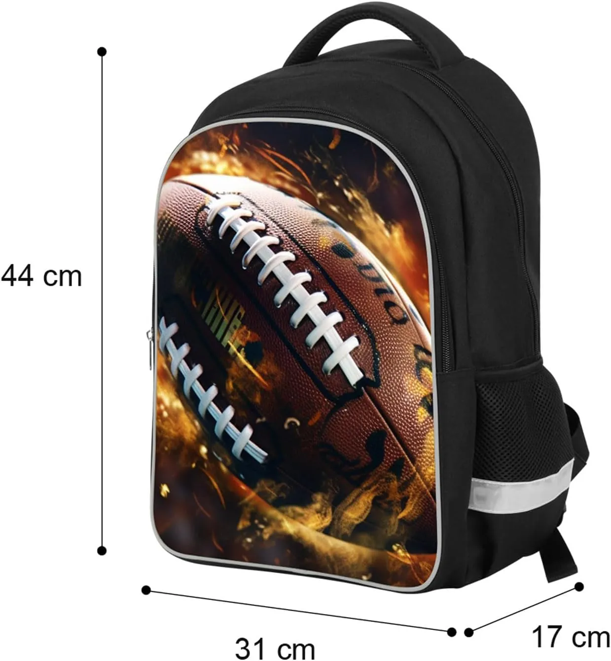 Football School Backpack for Boys, Sports Rugby Bookbag for Elementary Primary Kids over 6 Years Old, 17 Inches, Polyester, Padded Top Handle, Shoulder Straps