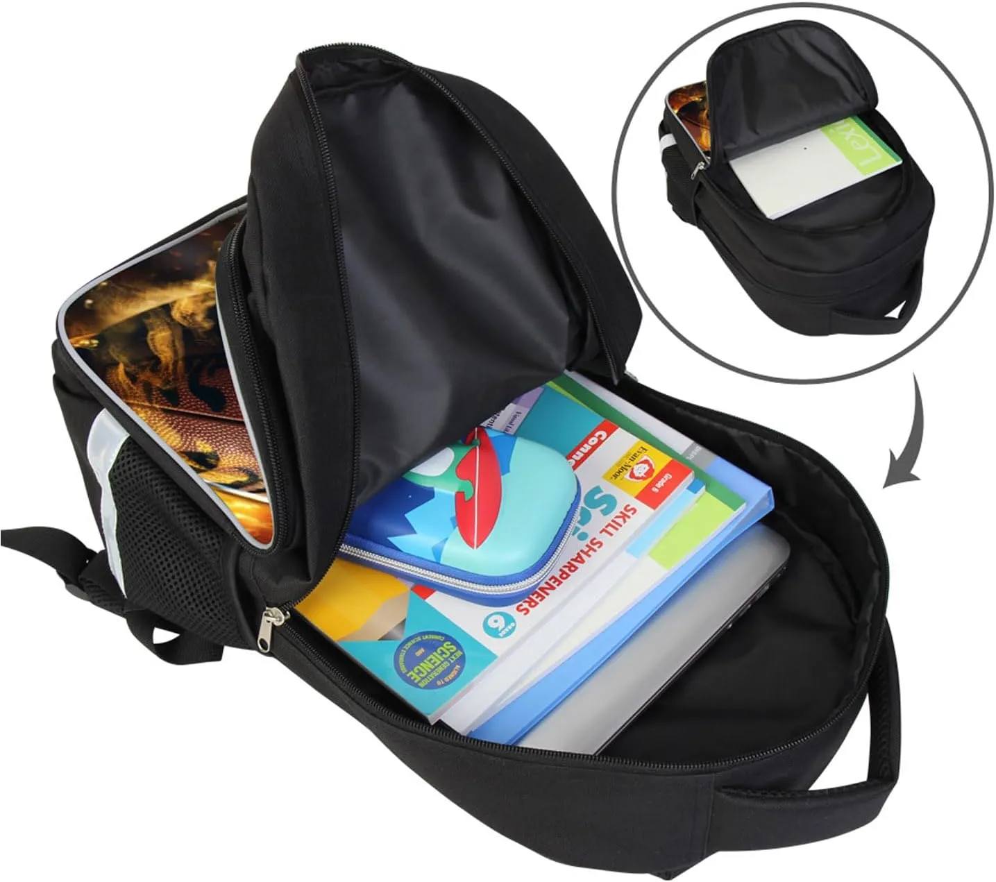 Football School Backpack for Boys, Sports Rugby Bookbag for Elementary Primary Kids over 6 Years Old, 17 Inches, Polyester, Padded Top Handle, Shoulder Straps