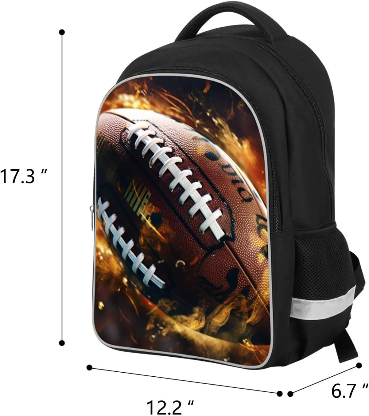 Football School Backpack for Boys, Sports Rugby Bookbag for Elementary Primary Kids over 6 Years Old, 17 Inches, Polyester, Padded Top Handle, Shoulder Straps
