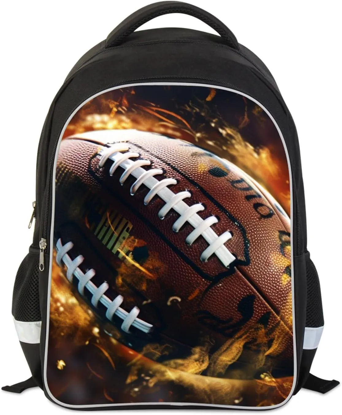 Football School Backpack for Boys, Sports Rugby Bookbag for Elementary Primary Kids over 6 Years Old, 17 Inches, Polyester, Padded Top Handle, Shoulder Straps