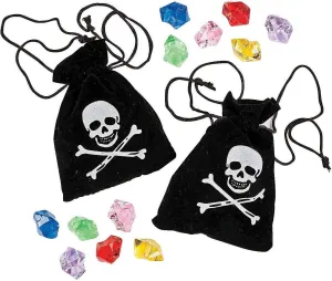Fun Express Suede Pirate Drawstring Bags with Jewels (1 Dozen)
