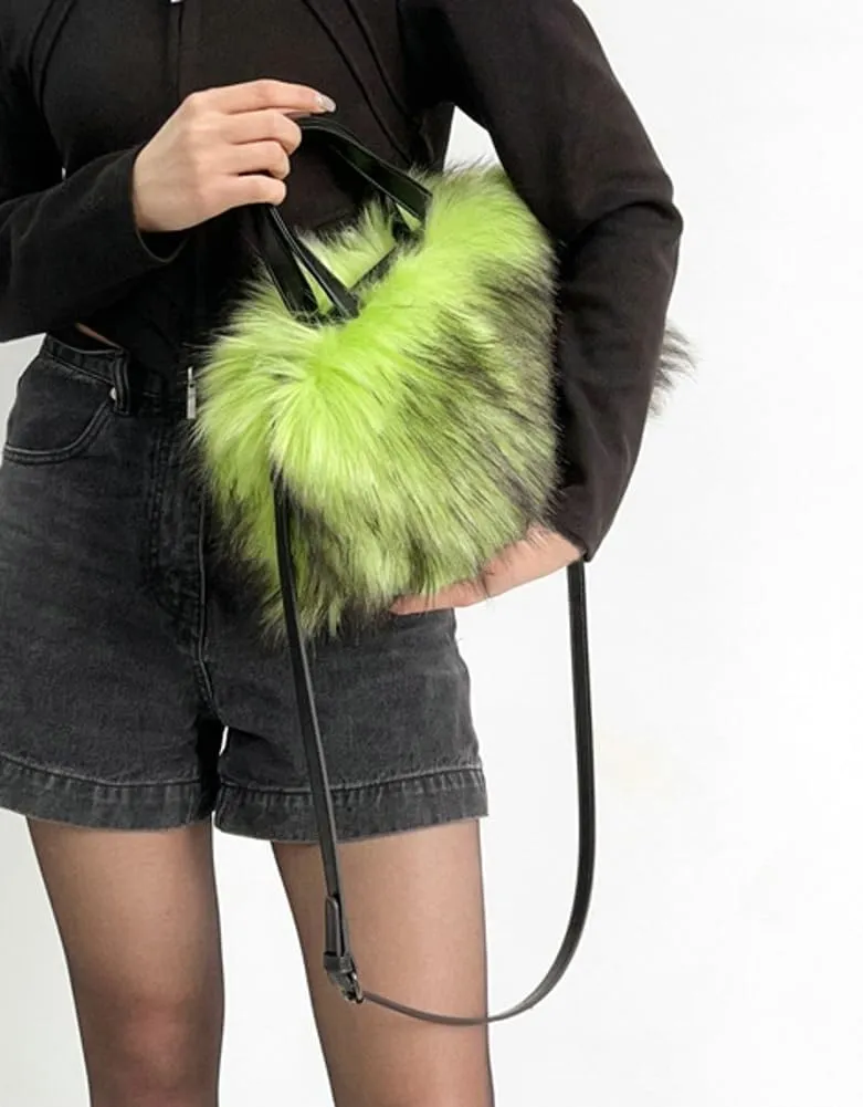 Furry Tote Bag for Women Faux Fur Shoulder Crossbody Bag Y2k Purse Fluffy Large Fuzzy Handbags Soft Top Handle Satchels