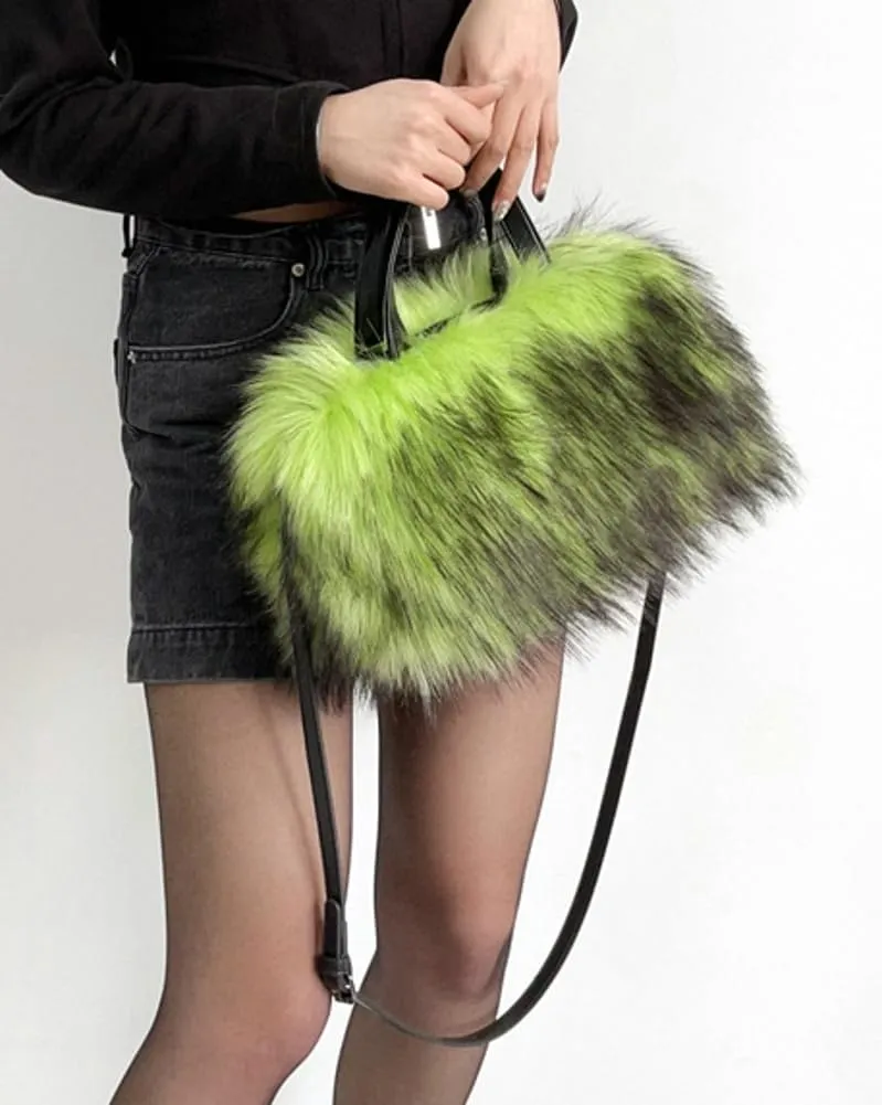 Furry Tote Bag for Women Faux Fur Shoulder Crossbody Bag Y2k Purse Fluffy Large Fuzzy Handbags Soft Top Handle Satchels