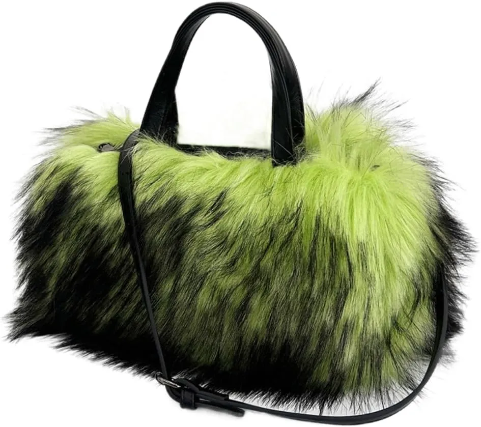 Furry Tote Bag for Women Faux Fur Shoulder Crossbody Bag Y2k Purse Fluffy Large Fuzzy Handbags Soft Top Handle Satchels