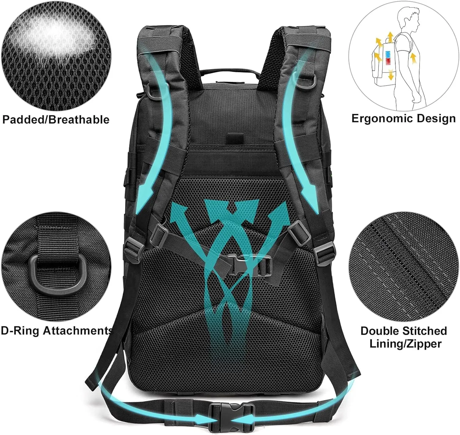 G4Free 40L Military Tactical Backpack 3 Day Assault Survival Molle Pack Bug Out Bag Fishing Backpack Rucksack