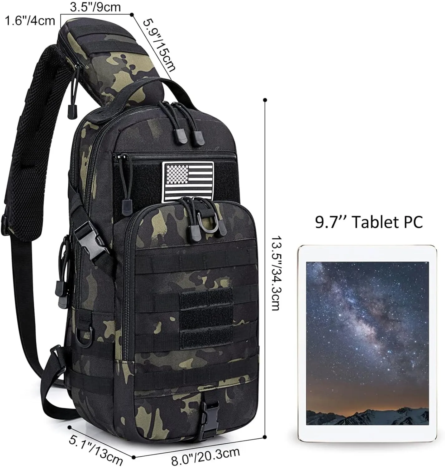 G4Free EDC Bag Tactical Sling Bag Backpack Molle Chest Shoulder Assault Pack Rectangular Outdoor Daypack