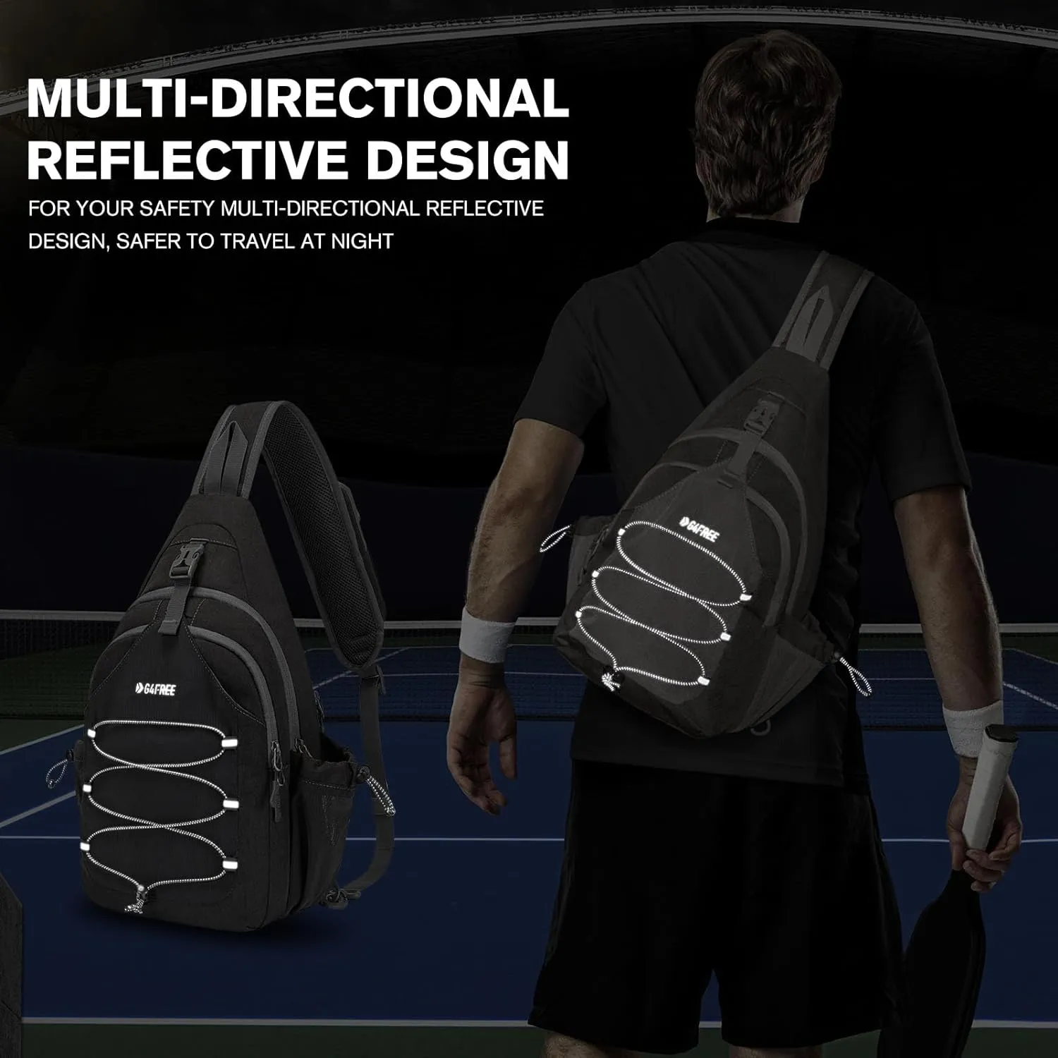 G4Free Pickleball Bag, Crossbody Sling Bag for Men Women, Pickleball Backpack, Pickle Ball Paddle Bag Gifts for Sports