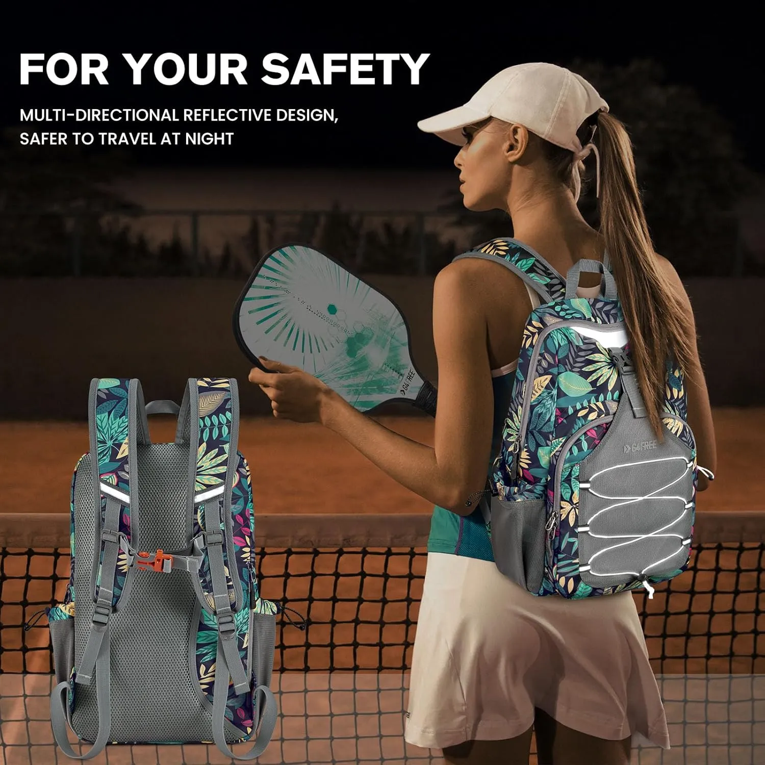 G4Free Pickleball Bag, Pickleball Backpack for Women and Men, Padel Bag Fits 2 to 4 Paddles, Gifts for Pickleball Lovers