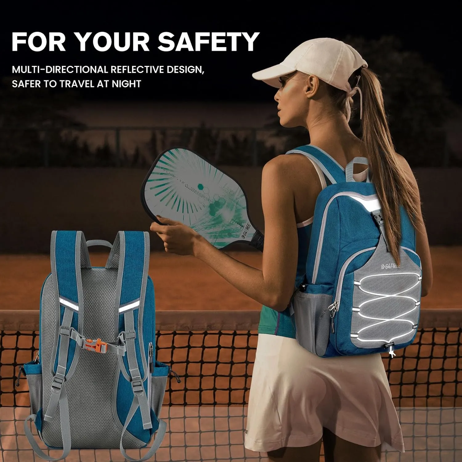 G4Free Pickleball Bag, Pickleball Backpack for Women and Men, Padel Bag Fits 2 to 4 Paddles, Gifts for Pickleball Lovers