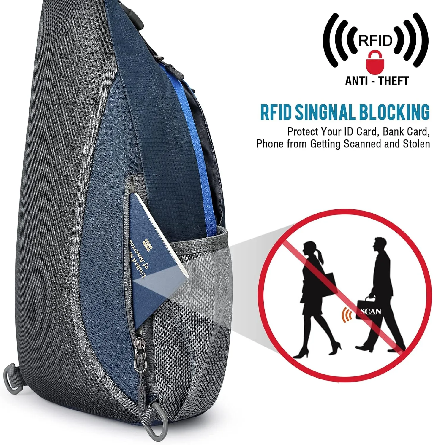 G4Free RFID Sling Bag Crossbody Backpack Small Chest Shoulder Backpack Hiking Outdoor