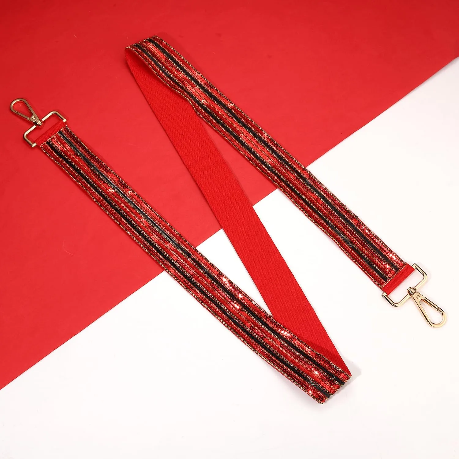 Game Day Sequin Beaded Purse Strap Replacement Red Blue Crossbody Shoulder Bag Strap for Stadium Approved Clear Bag