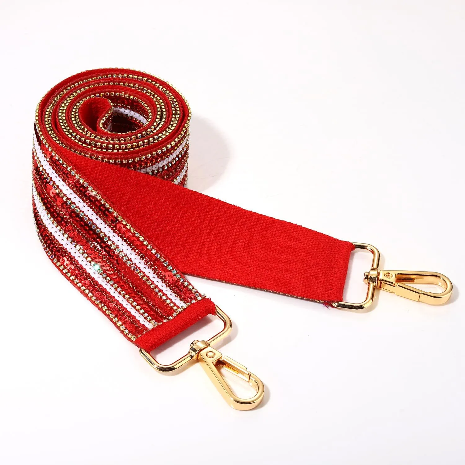 Game Day Sequin Beaded Purse Strap Replacement Red Blue Crossbody Shoulder Bag Strap for Stadium Approved Clear Bag