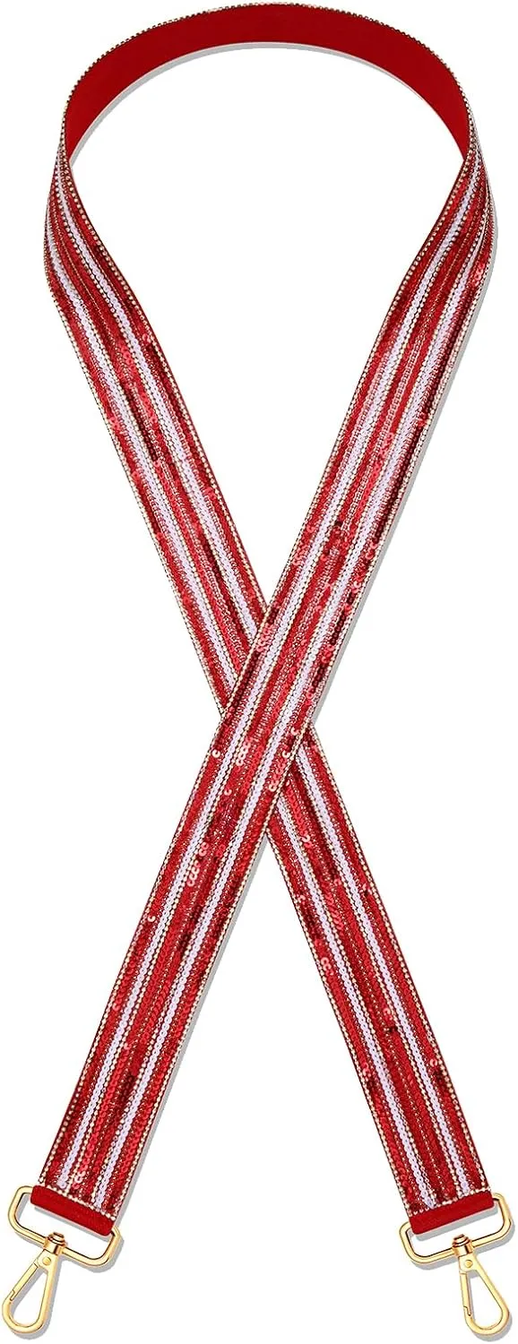 Game Day Sequin Beaded Purse Strap Replacement Red Blue Crossbody Shoulder Bag Strap for Stadium Approved Clear Bag