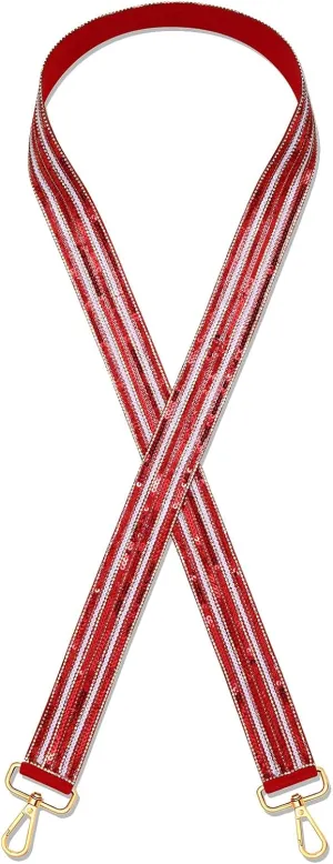 Game Day Sequin Beaded Purse Strap Replacement Red Blue Crossbody Shoulder Bag Strap for Stadium Approved Clear Bag