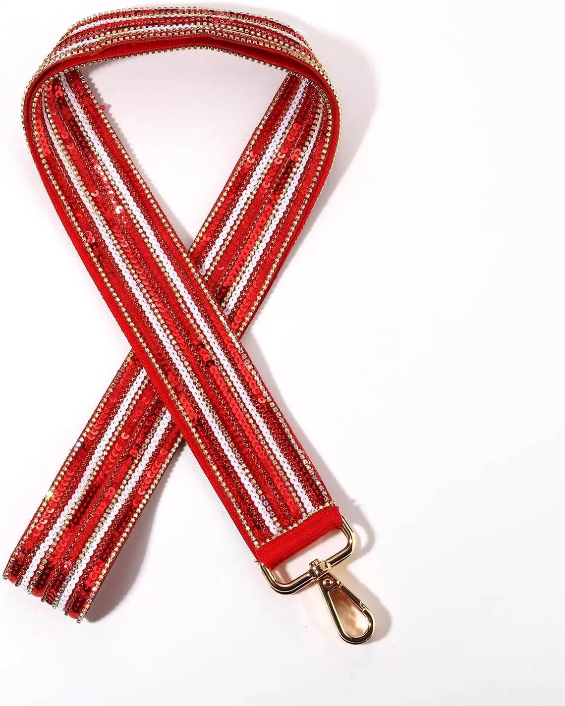Game Day Sequin Beaded Purse Strap Replacement Red Blue Crossbody Shoulder Bag Strap for Stadium Approved Clear Bag