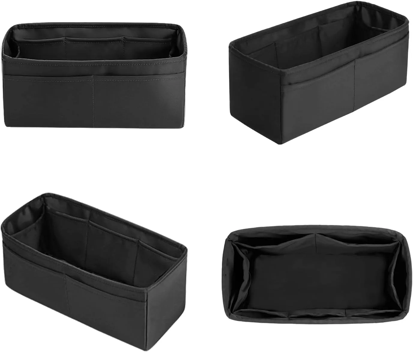 Garden Party 36 Insert, Tote Bag Organizer Compatible with Hermes Garden Bags, Silk Smooth Tote Bag Insert with Multiple Pockets for Storage (Black, GP36)