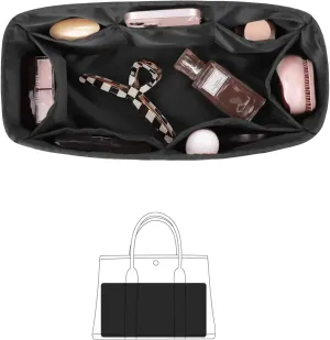 Garden Party 36 Insert, Tote Bag Organizer Compatible with Hermes Garden Bags, Silk Smooth Tote Bag Insert with Multiple Pockets for Storage (Black, GP36)