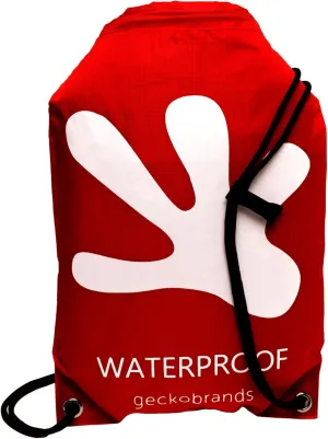 geckobrands 10L Drawstring Travel Backpack – Waterproof, Lightweight Dry Bag for Beach, Hiking, and Light Water Activities