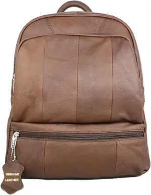 Genuine Leather Backpack Handbag Purse Sling Shoulder Bag Medium Size Brown