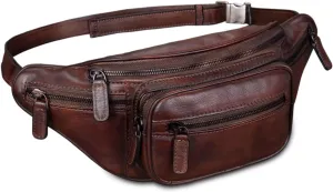 Genuine Leather Fanny Pack for Women and Men Real Leather Sling Bag Crossbody Bag Fashion Waist Bag Chest Purse (Coffee)