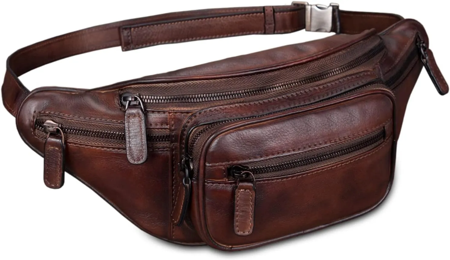 Genuine Leather Fanny Pack for Women and Men Real Leather Sling Bag Crossbody Bag Fashion Waist Bag Chest Purse (Coffee)