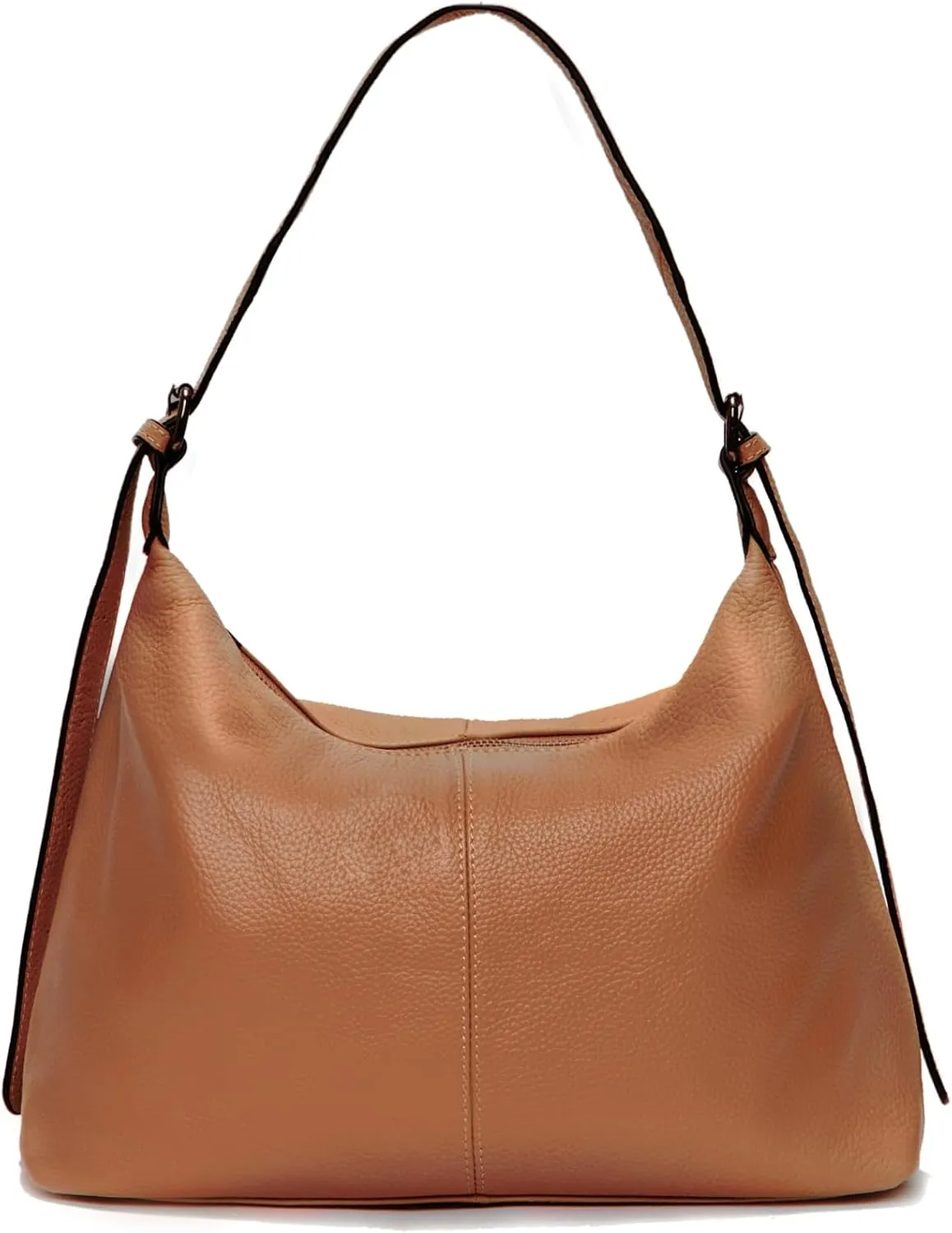 Genuine Leather Purses for Women Brown Shoulder Bag Every Hobo Crossbody Slouchy Bag with Zipper