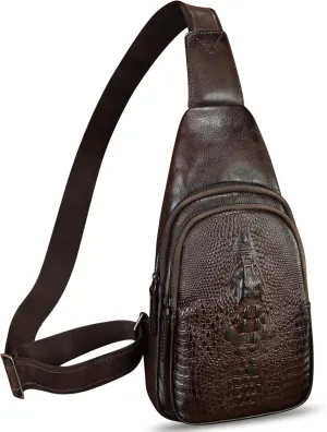 Genuine Leather Silng Bag for Women and Men Real Leather Sling Backpack Chest Purse Shoulder Crossbody Bag
