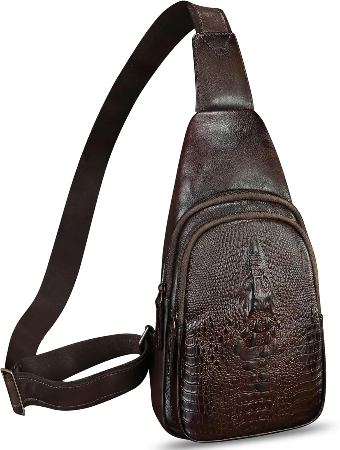 Genuine Leather Silng Bag for Women and Men Real Leather Sling Backpack Chest Purse Shoulder Crossbody Bag