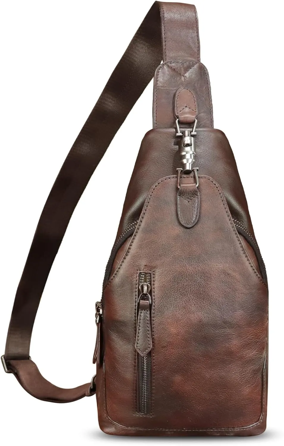 Genuine Leather Sling Bag for Women and Men Vintage Handmade Leather Sling Backpack Fashion Crossbody Bag Chest Purse