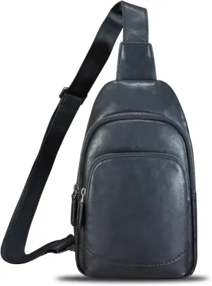 Genuine Leather Sling Bag for Women and Men - Vintage Sling Purse Backpack Shoulder Crossbody Chest Bag
