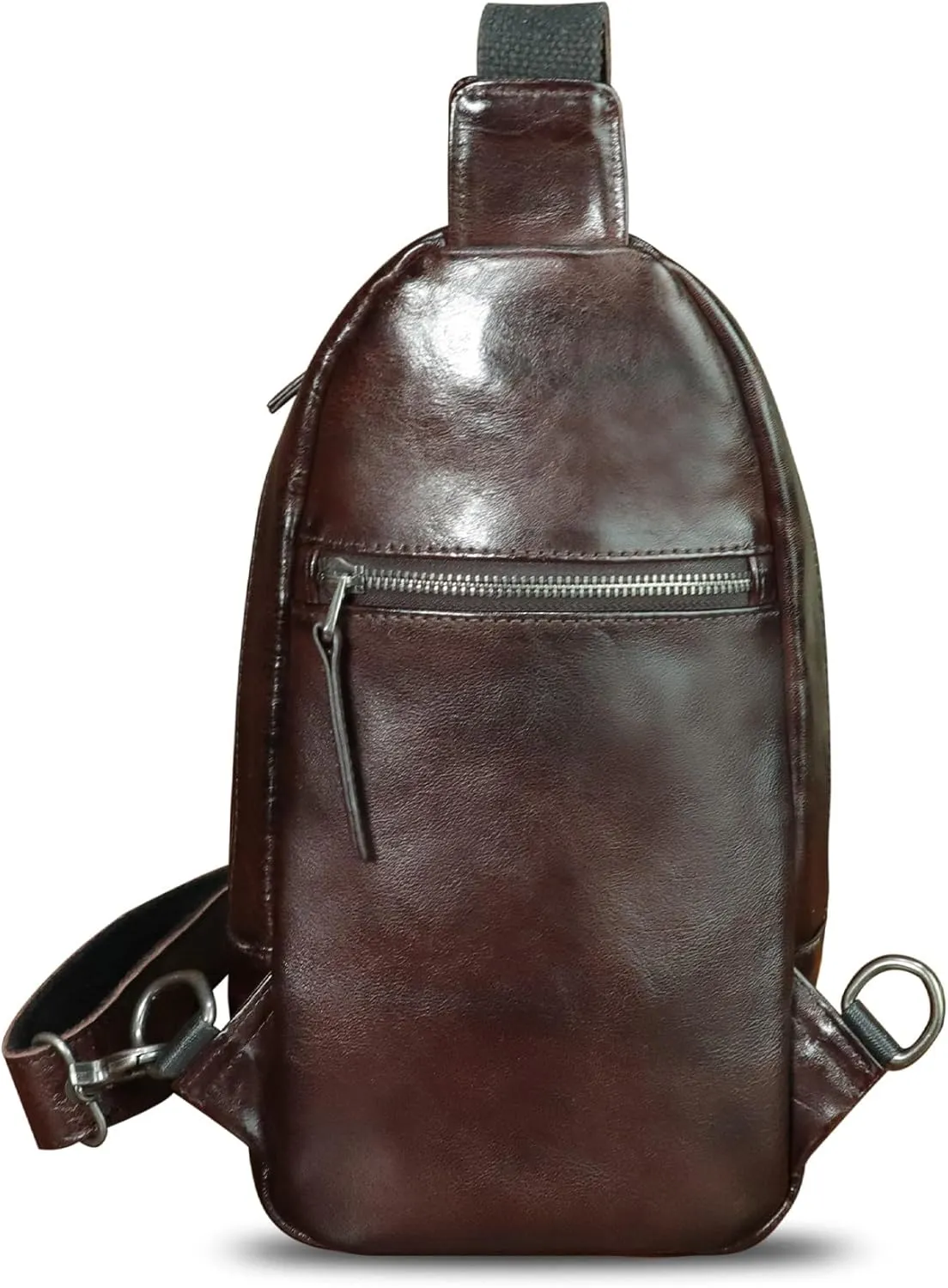 Genuine Leather Sling Bag Men and Women Vintage Handmade Leather Sling Backpack Shoulder Crossbody Bag Chest Purse