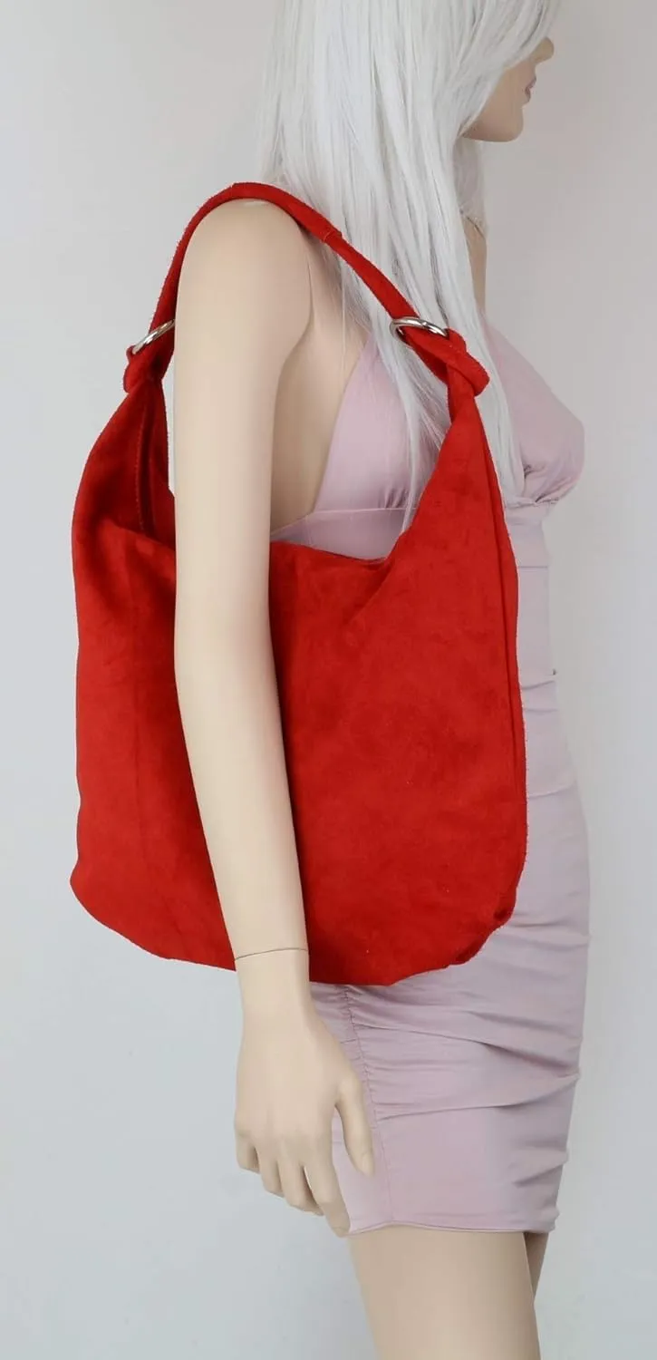 Girly HandBags Womens Hobo Italian Suede Genuine Leather Shoulder Bag
