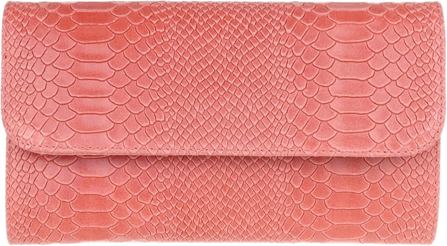 Girly HandBags Womens Italian Leather Snake Print Suede Clutch Bag