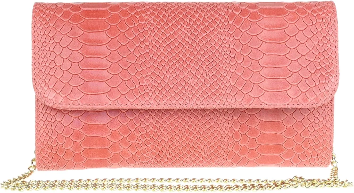 Girly HandBags Womens Italian Leather Snake Print Suede Clutch Bag