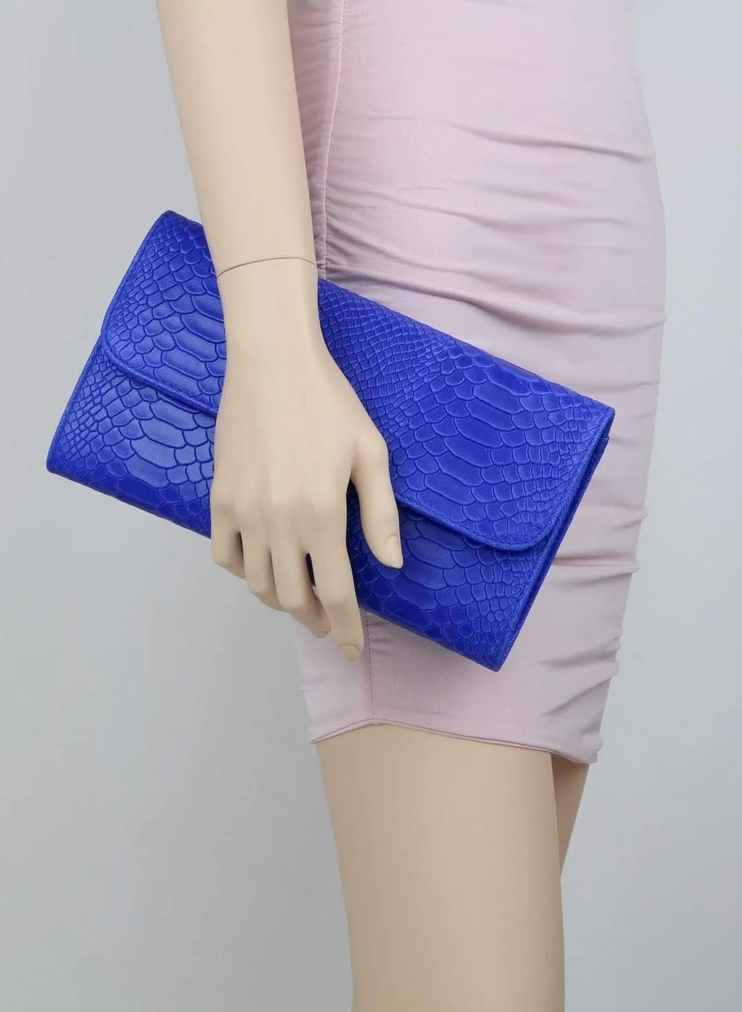 Girly HandBags Womens Italian Leather Snake Print Suede Clutch Bag