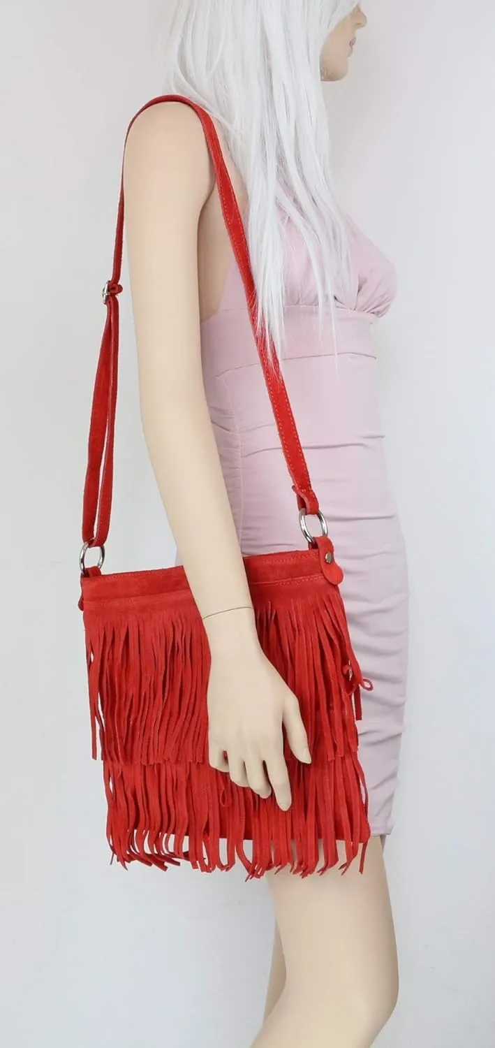 Girly HandBags Womens Suede Fringe Shoulder Bag Crossbody Slouch
