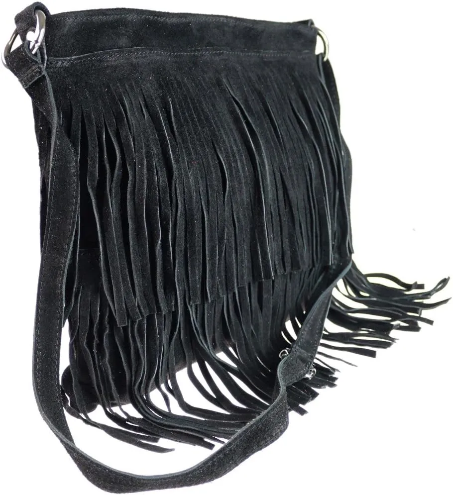 Girly HandBags Womens Suede Fringe Shoulder Bag Crossbody Slouch
