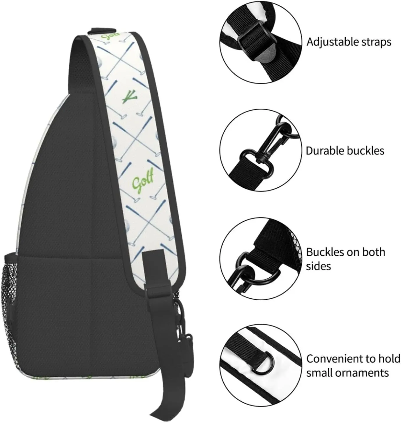 Golf Sling Backpack Chest Bag Crossbody Shoulder Bag Gym Cycling Travel Hiking Daypack For Men Women