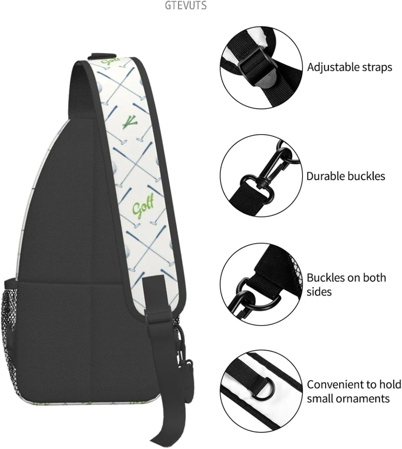 Golf Sling Backpack Chest Bag Crossbody Shoulder Bag Gym Cycling Travel Hiking Daypack For Men Women