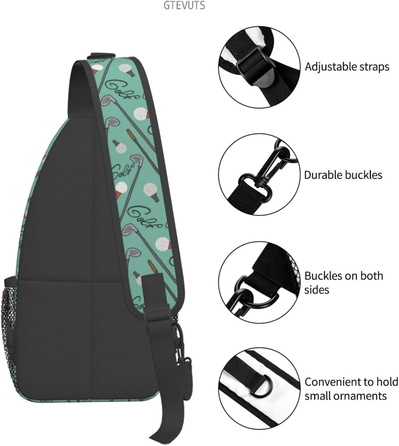 Golf Sling Backpack Chest Bag Crossbody Shoulder Bag Gym Cycling Travel Hiking Daypack For Men Women
