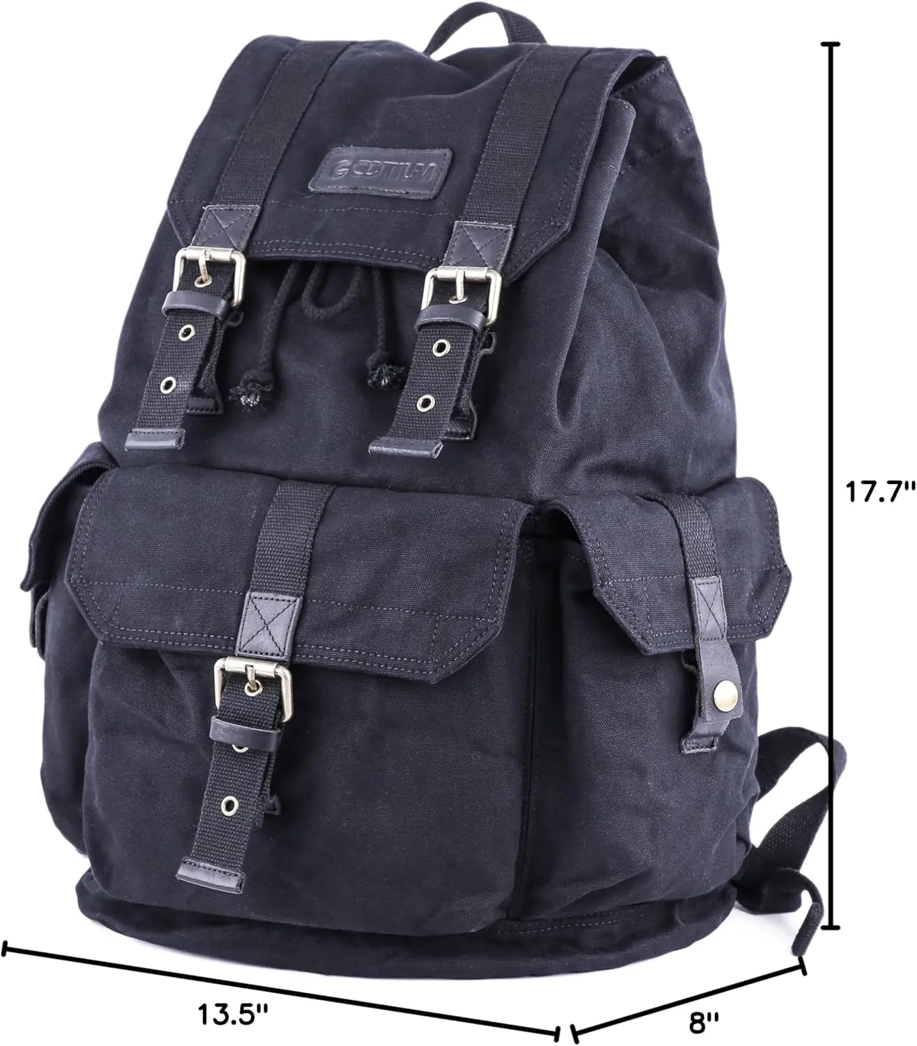 Gootium 21101BLK Specially High Density Thick Canvas Backpack Rucksack,Black